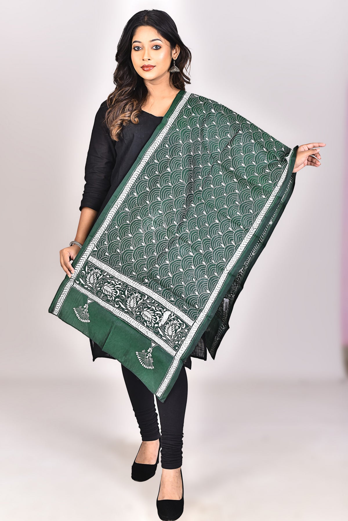 Women's Pure Silk Kantha Dupatta