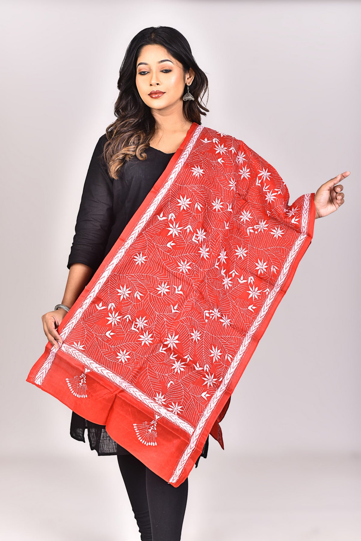 Women's Pure Silk Kantha Dupatta