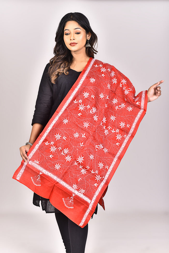 Women's Pure Silk Kantha Dupatta