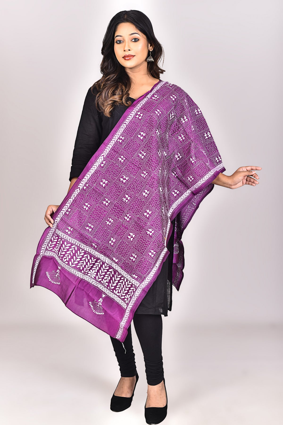 Women's Pure Silk Kantha Dupatta