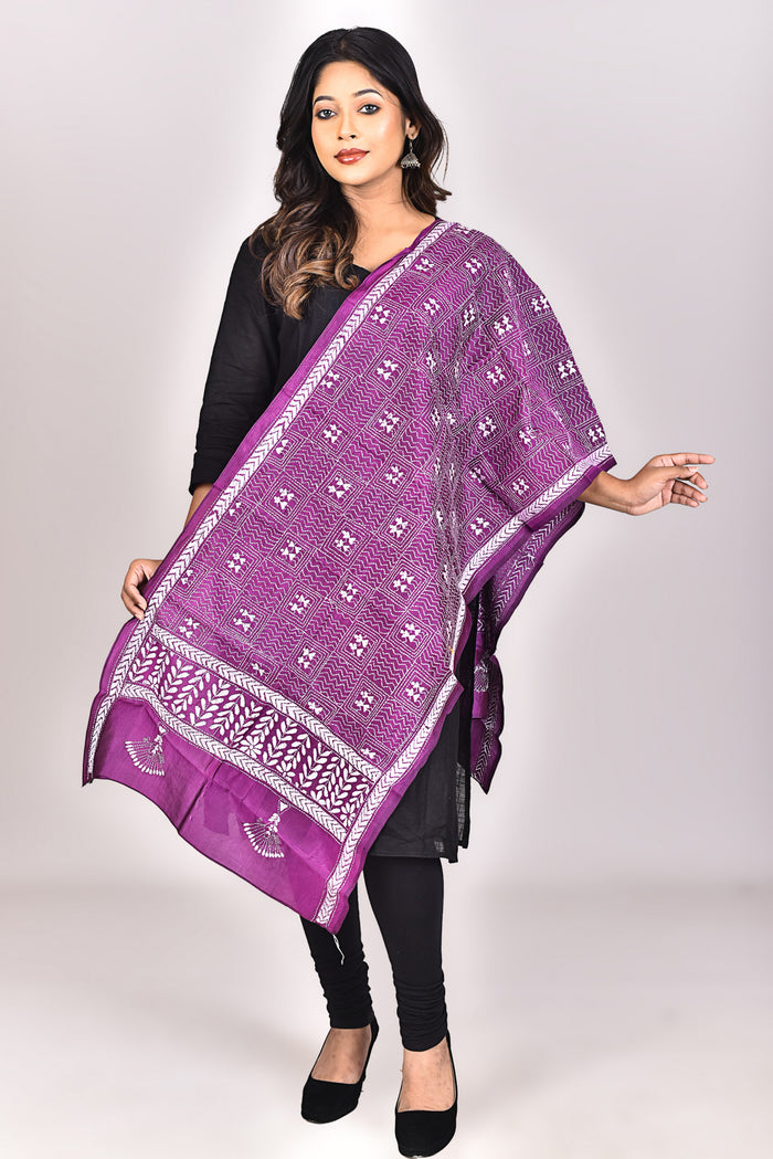 Women's Pure Silk Kantha Dupatta