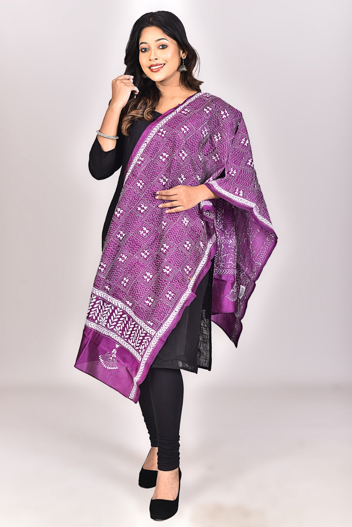 Women's Pure Silk Kantha Dupatta