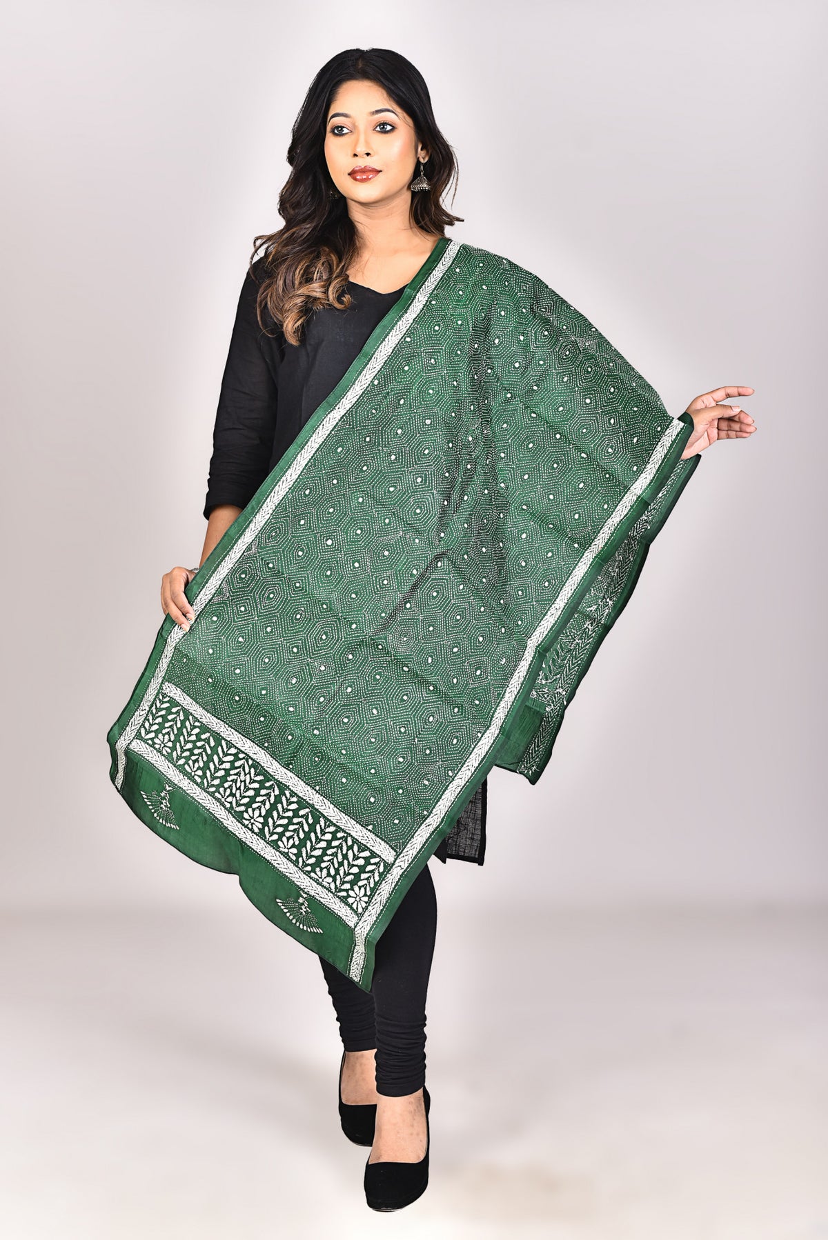 Women's Pure Silk Kantha Dupatta