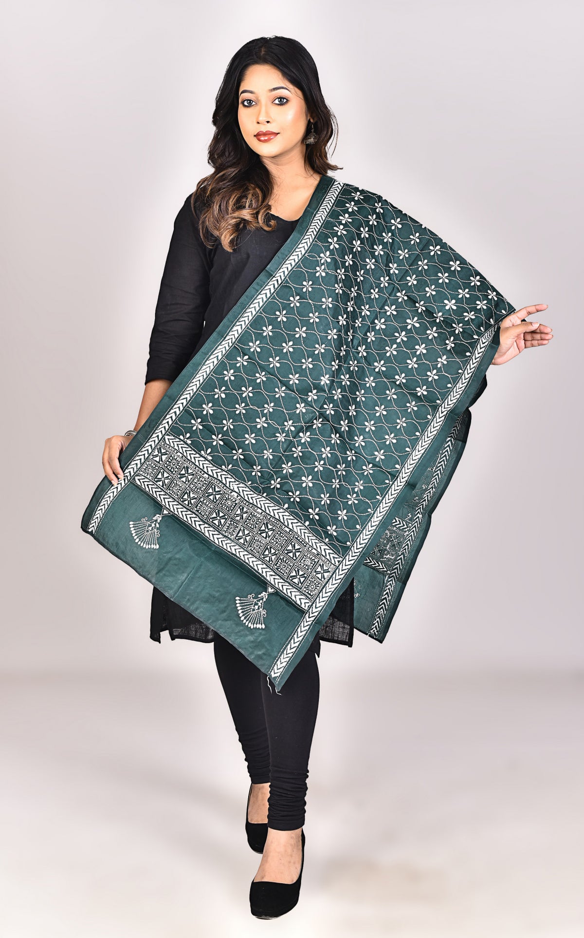 Women's Pure Silk Kantha Dupatta