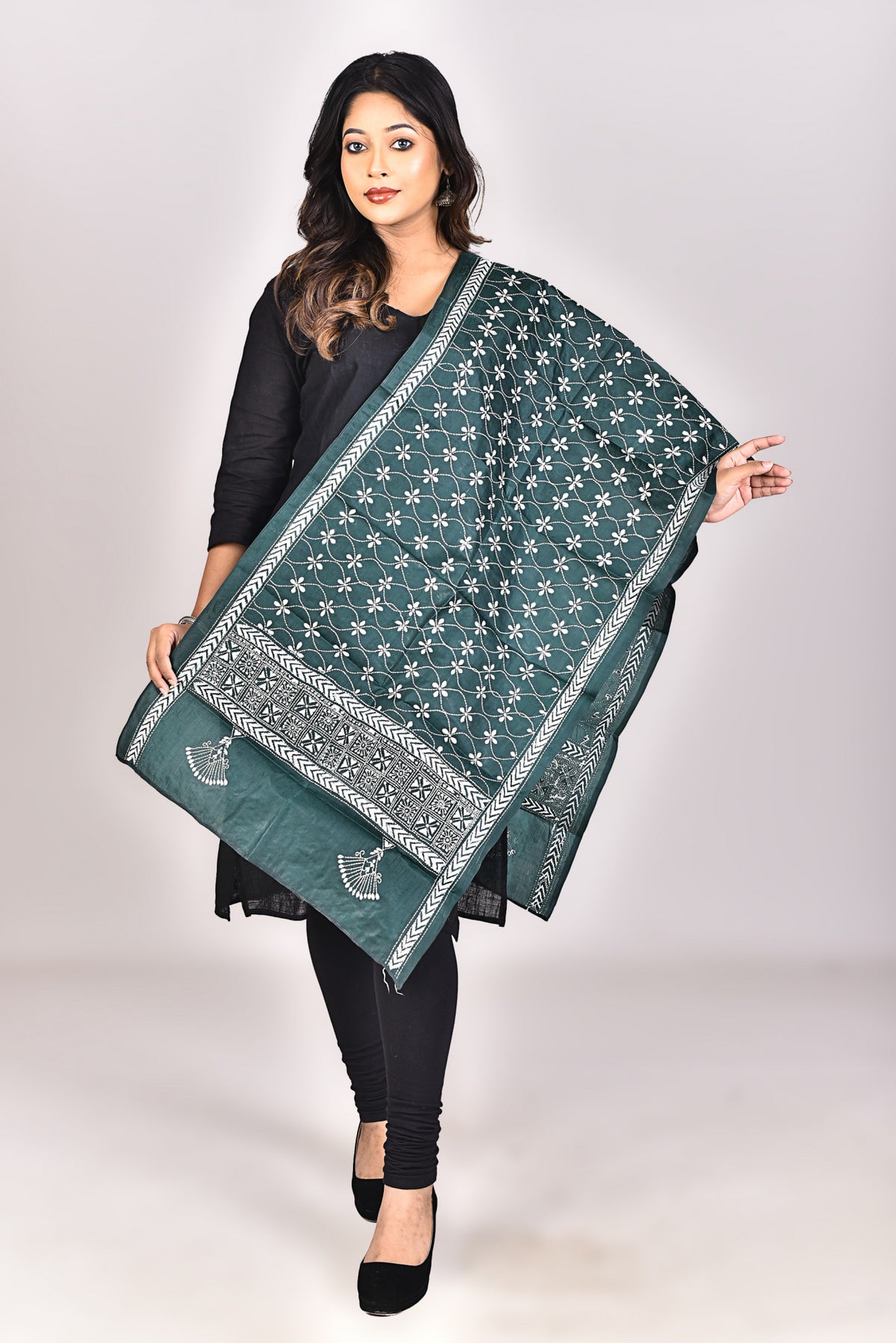 Women's Pure Silk Kantha Dupatta