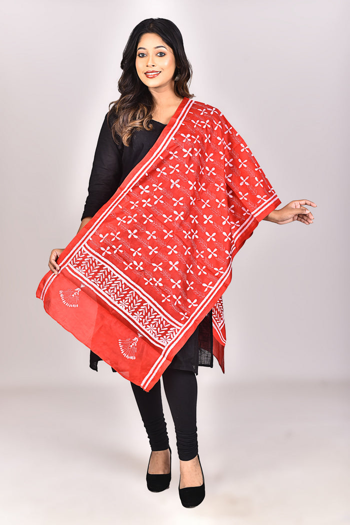 Women's Pure Silk Kantha Dupatta