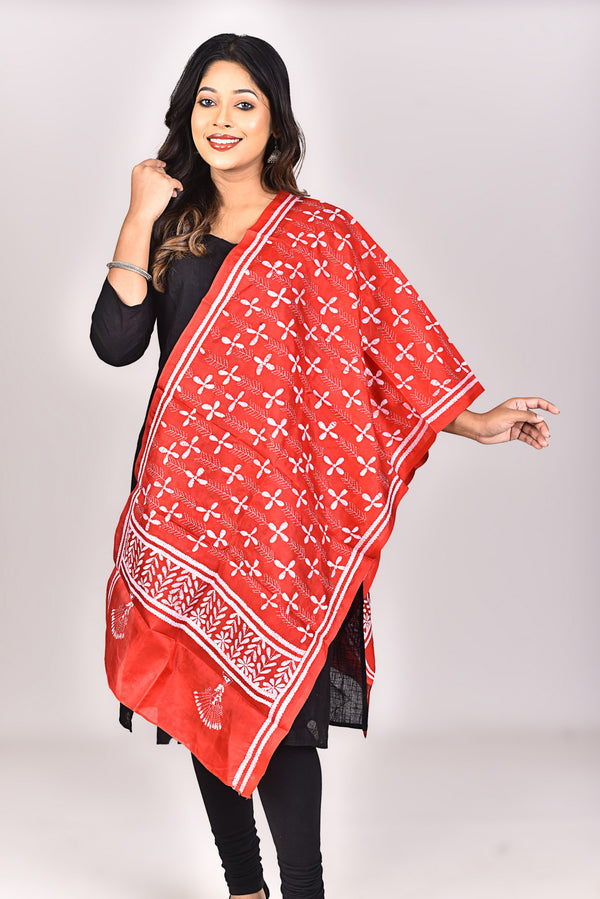 Women's Pure Silk Kantha Dupatta