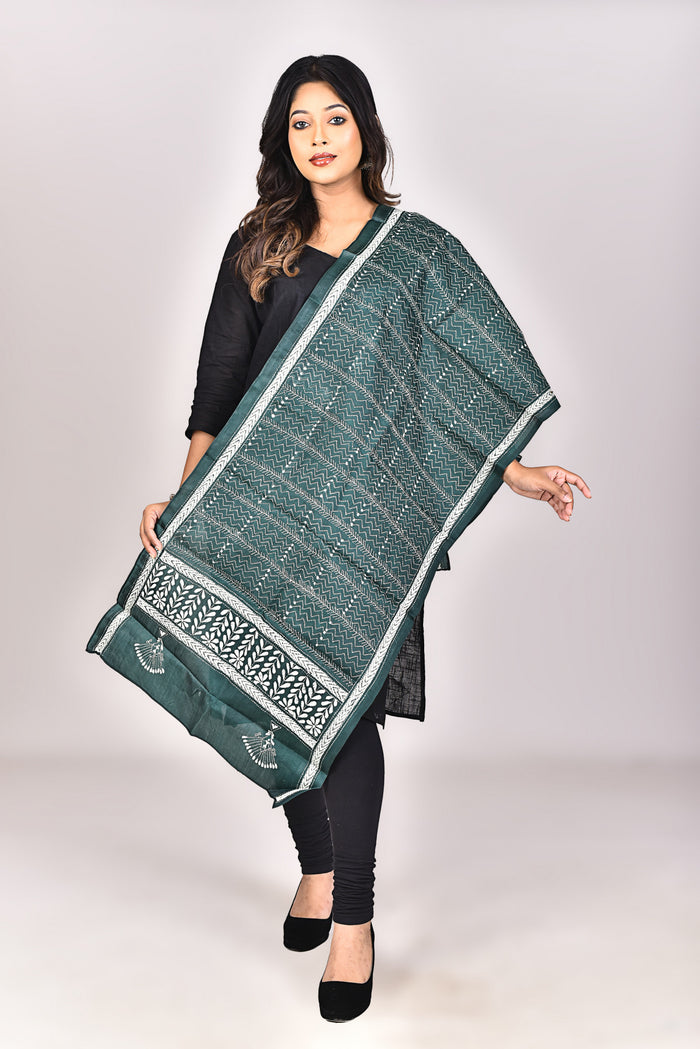 Women's Pure Silk Kantha Dupatta