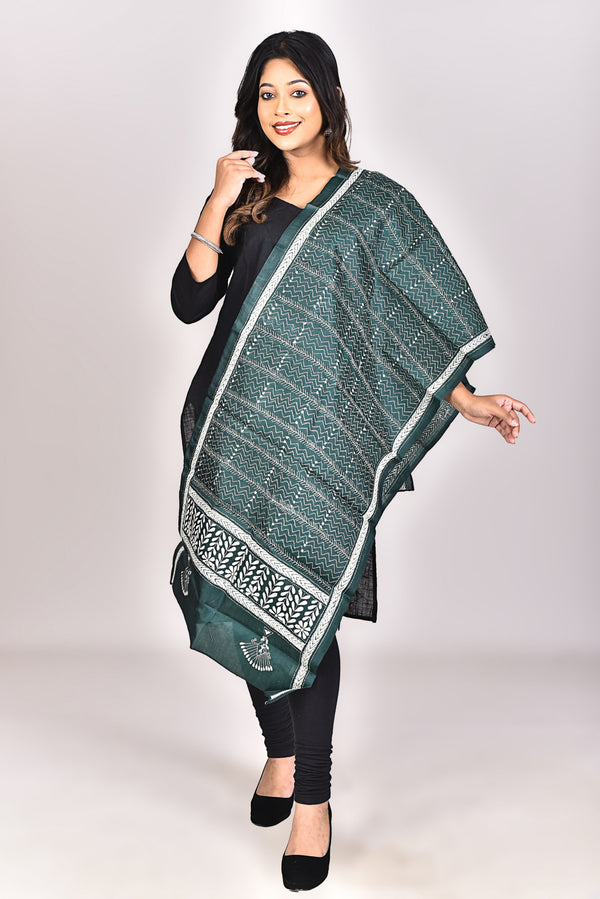Women's Pure Silk Kantha Dupatta