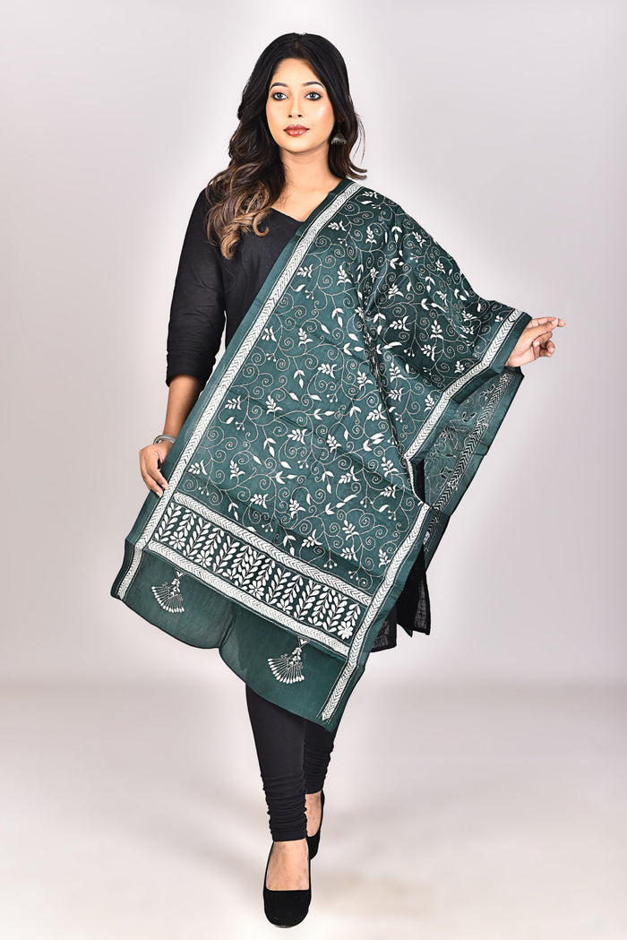 Women's Pure Silk Kantha Dupatta