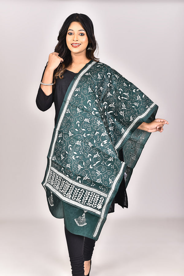Women's Pure Silk Kantha Dupatta