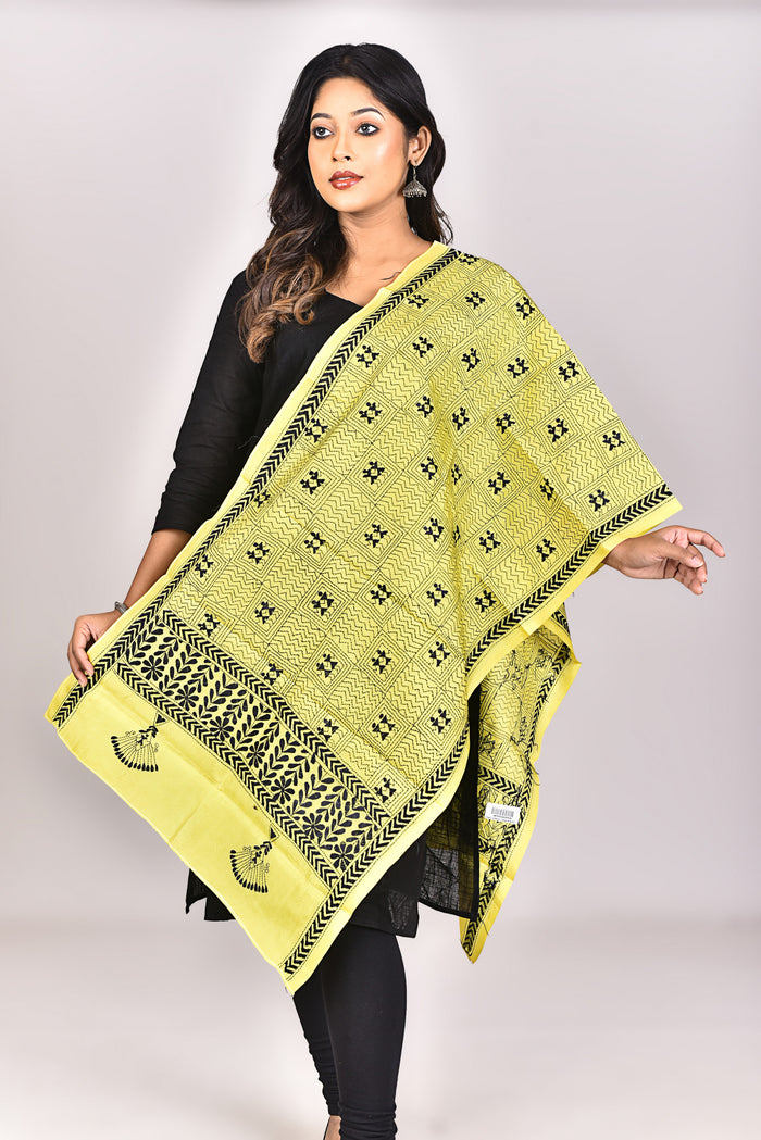 Women's Pure Silk Kantha Dupatta