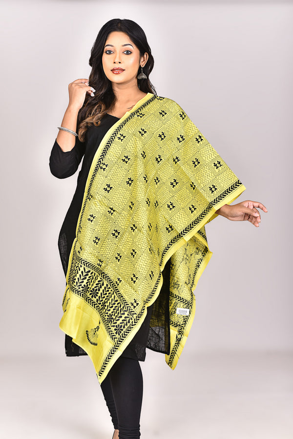 Women's Pure Silk Kantha Dupatta