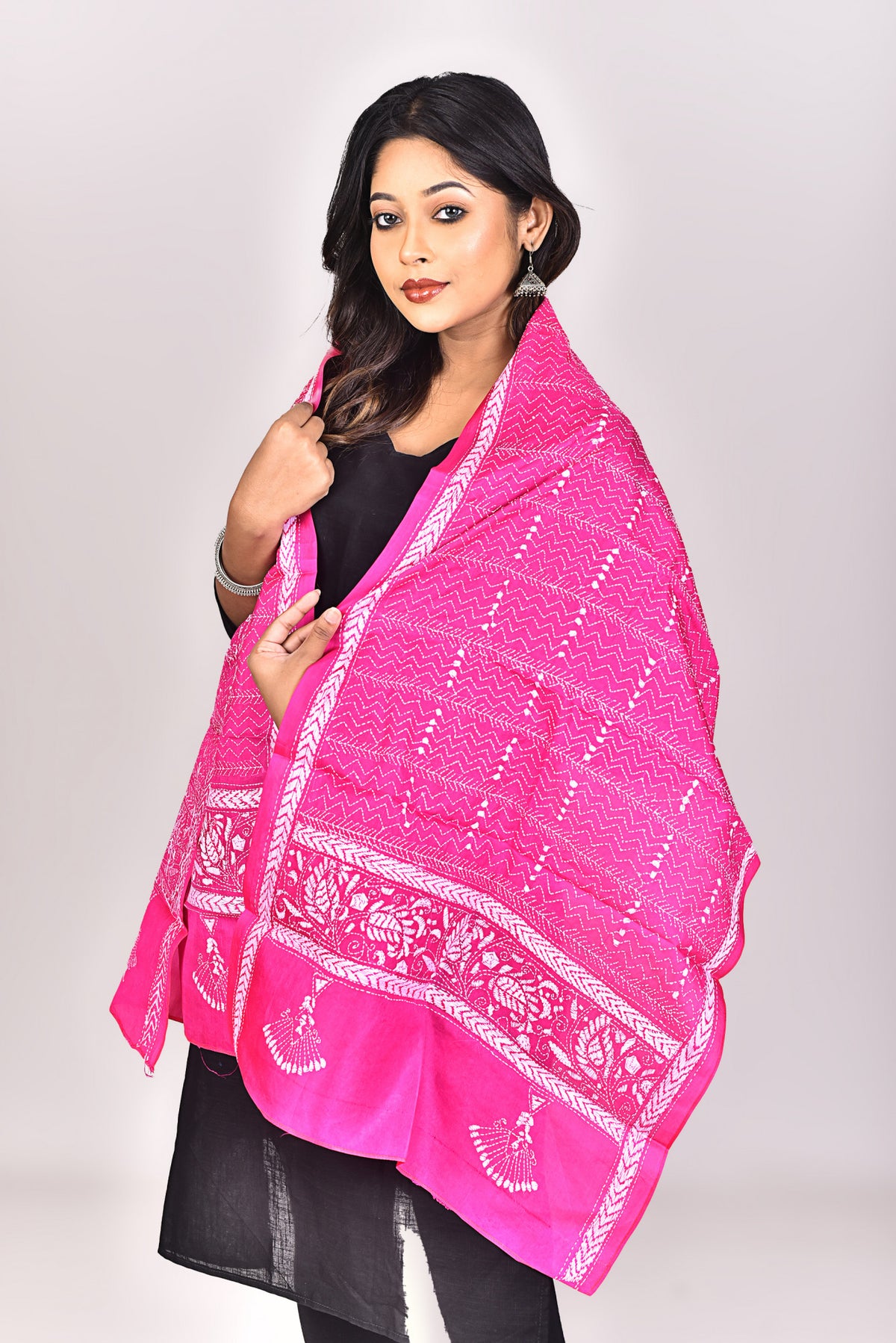 Women's Pure Silk Kantha Dupatta