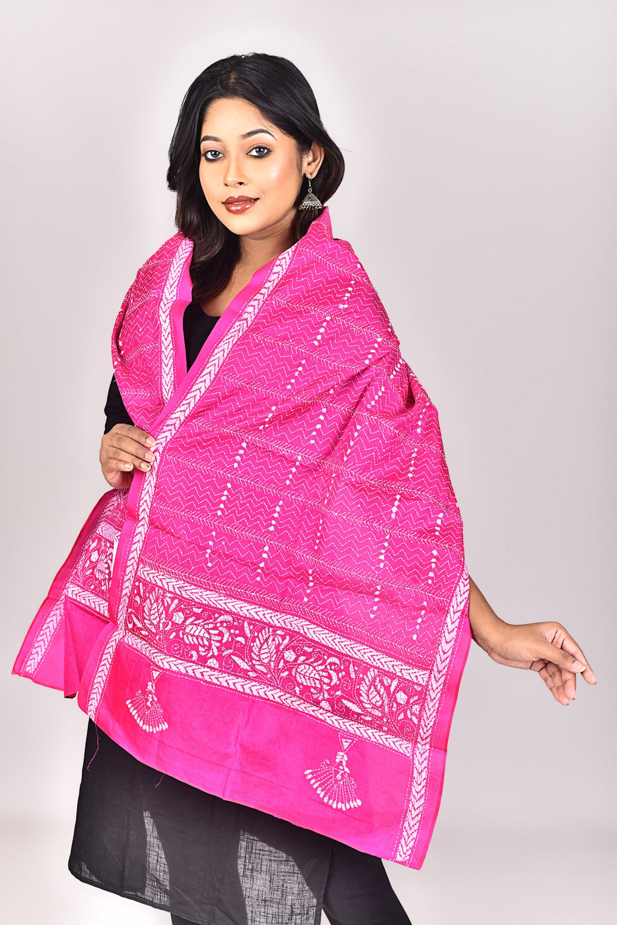 Women's Pure Silk Kantha Dupatta
