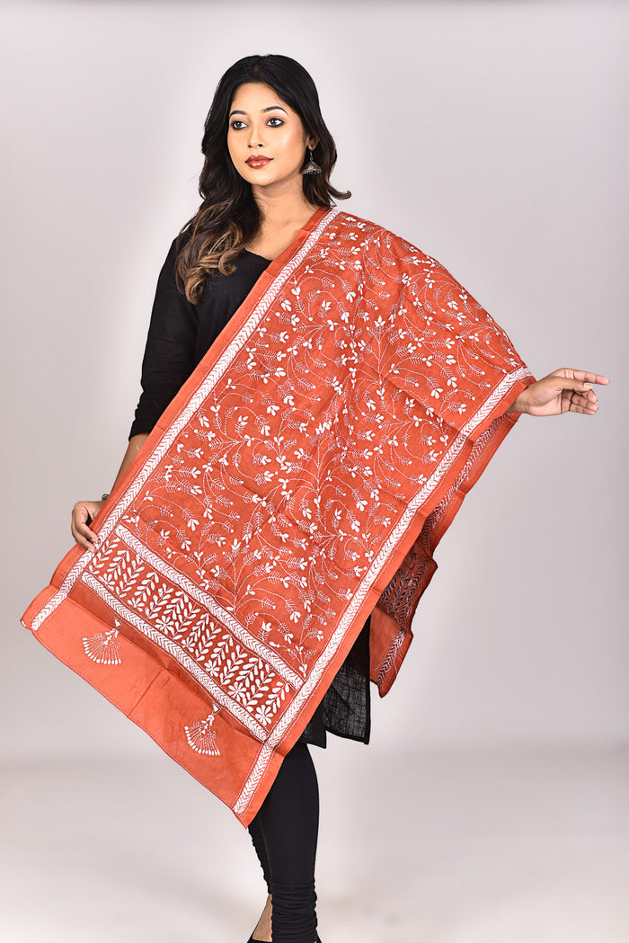 Women's Pure Silk Kantha Dupatta