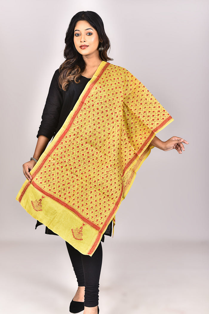 Women's Pure Silk Kantha Dupatta