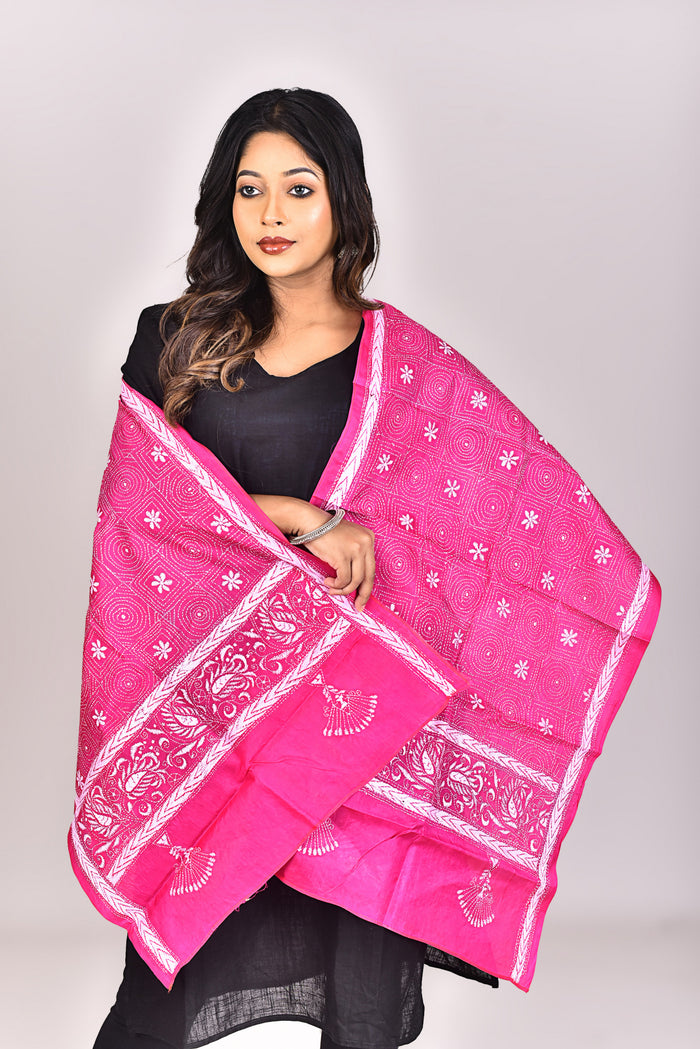 Women's Pure Silk Kantha Dupatta