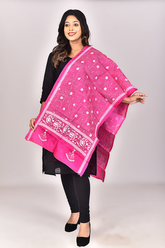Women's Pure Silk Kantha Dupatta