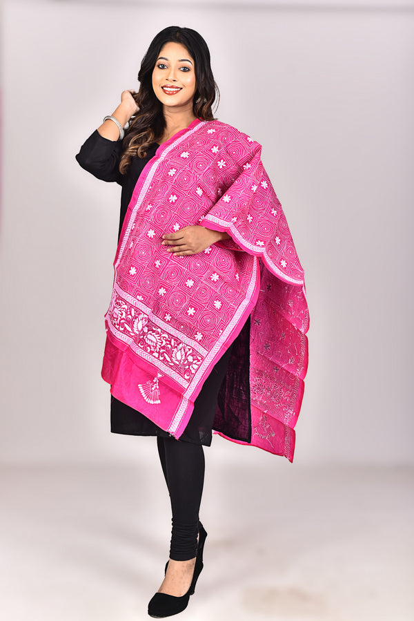 Women's Pure Silk Kantha Dupatta