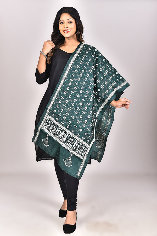 Women's Pure Silk Kantha Dupatta