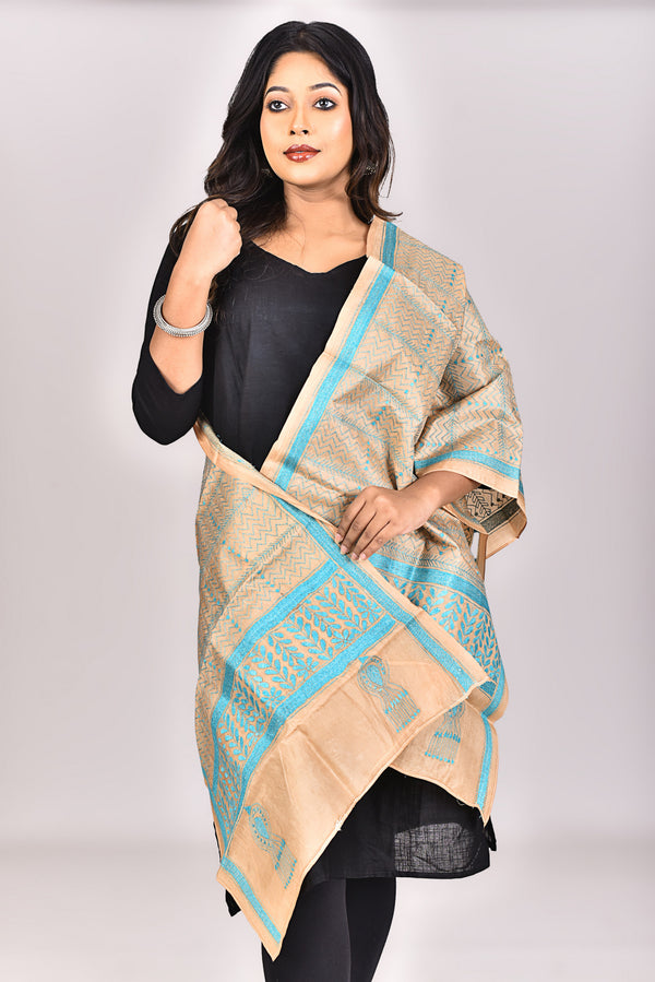 Women's Pure Silk Kantha Dupatta