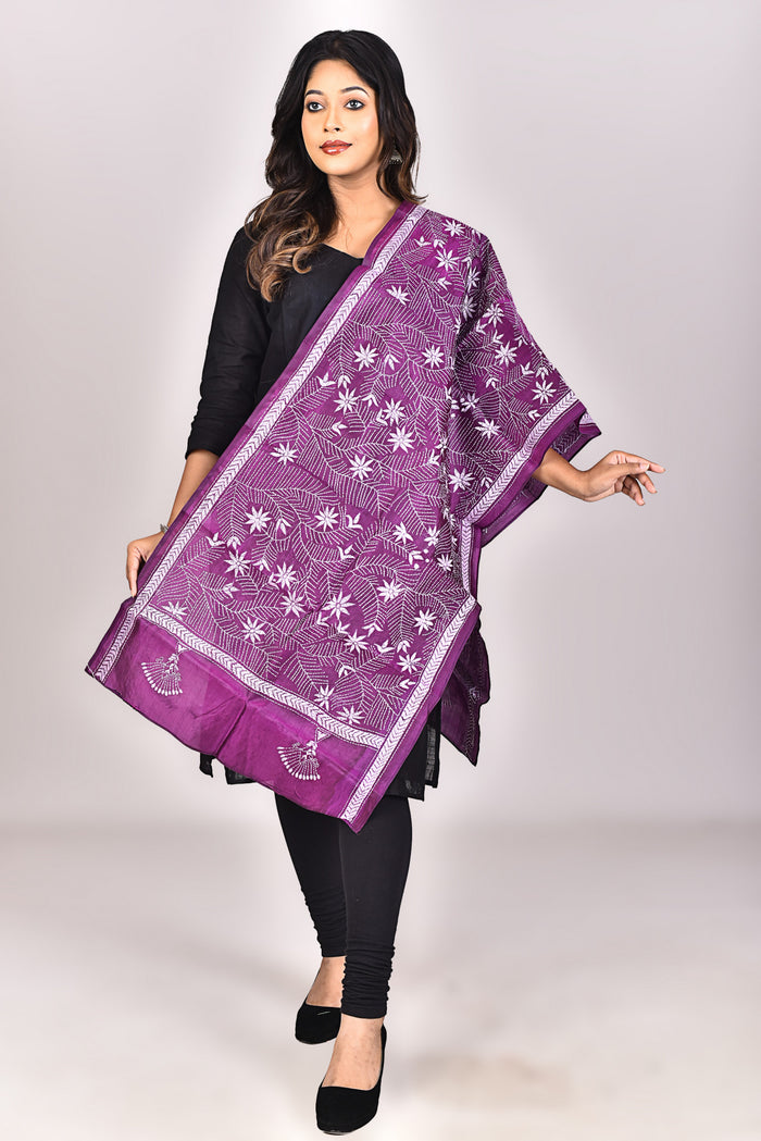 Women's Pure Silk Kantha Dupatta