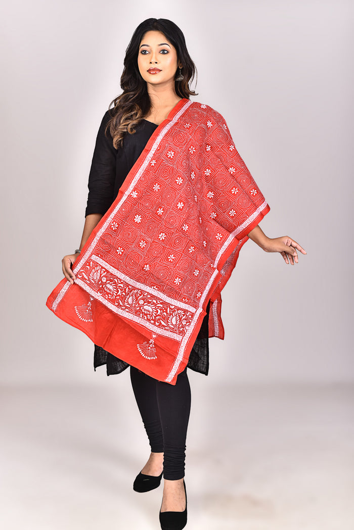 Women's Pure Silk Kantha Dupatta