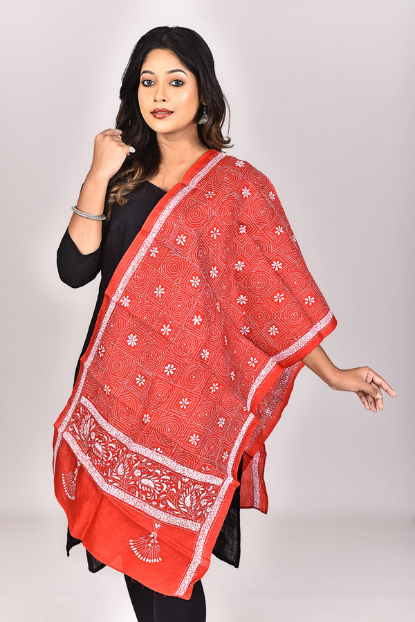 Women's Pure Silk Kantha Dupatta