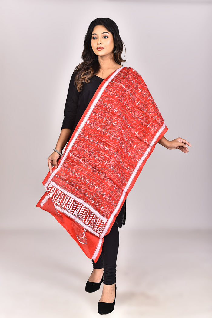 Women's Pure Silk Kantha Dupatta