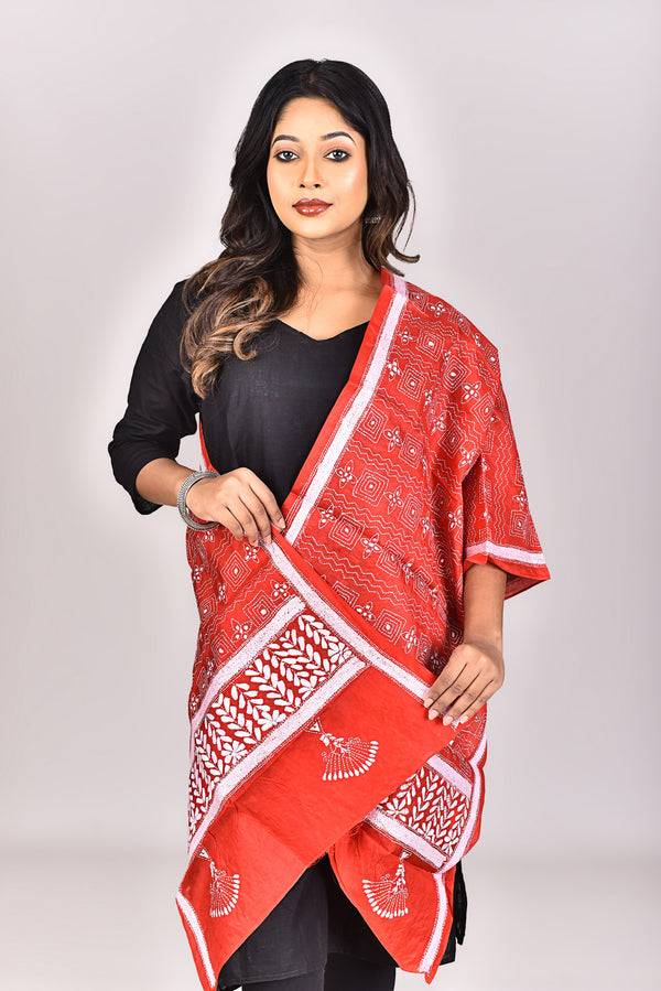 Women's Pure Silk Kantha Dupatta