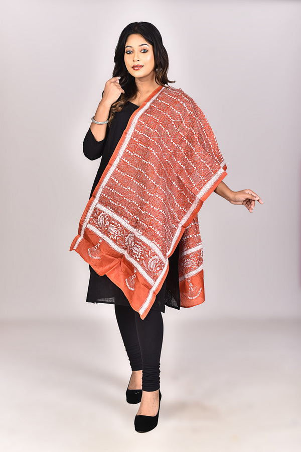 Women's Pure Silk Kantha Dupatta