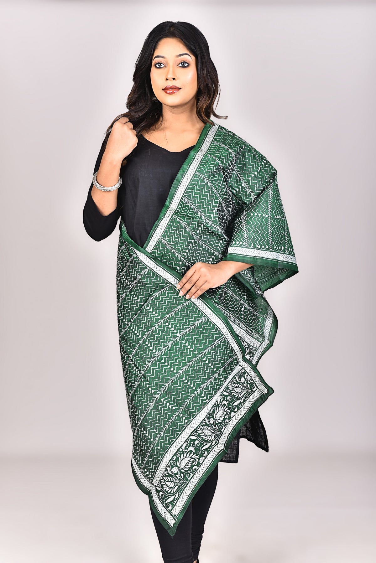 Women's Pure Silk Kantha Dupatta