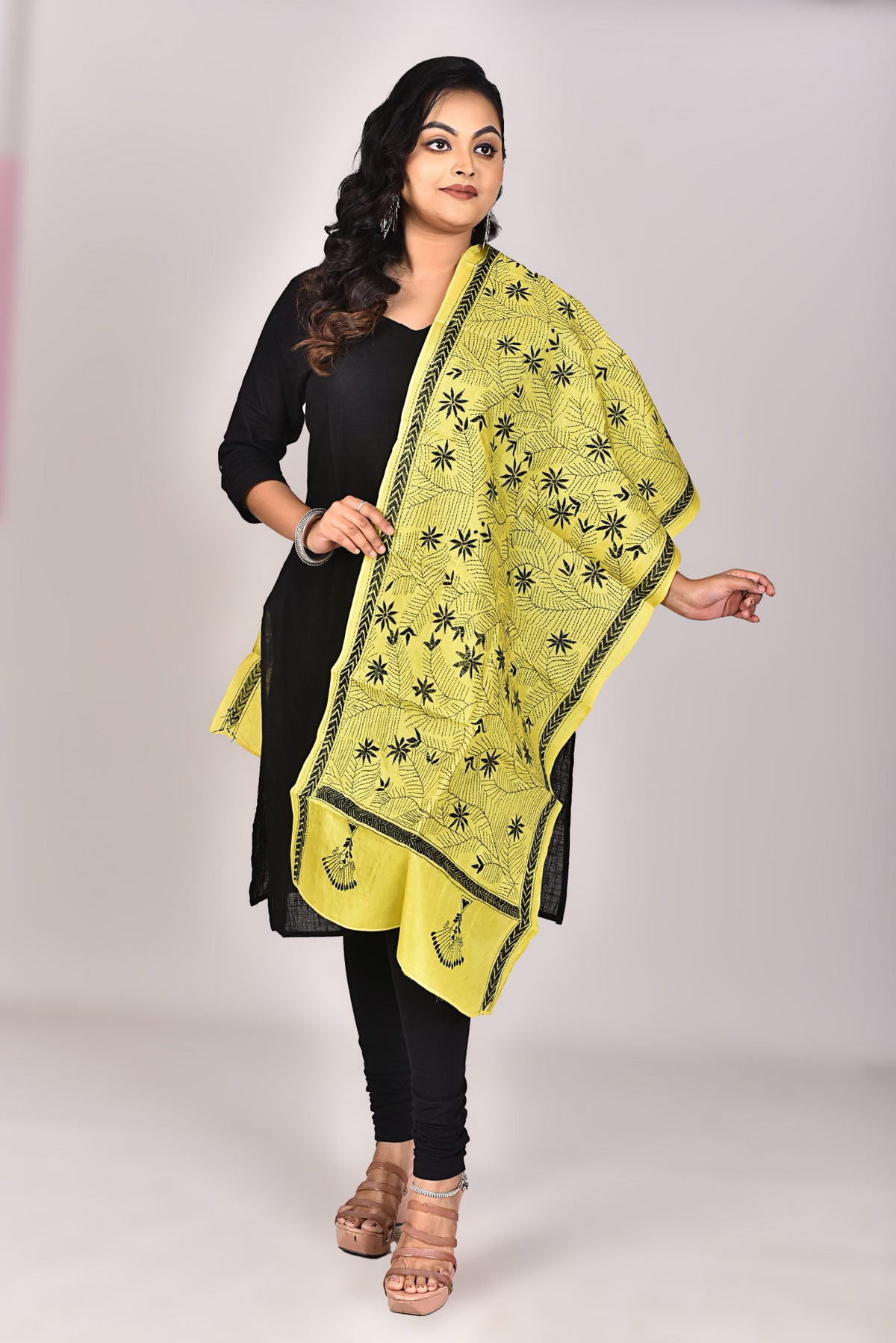 Women's Pure Silk Kantha Dupatta