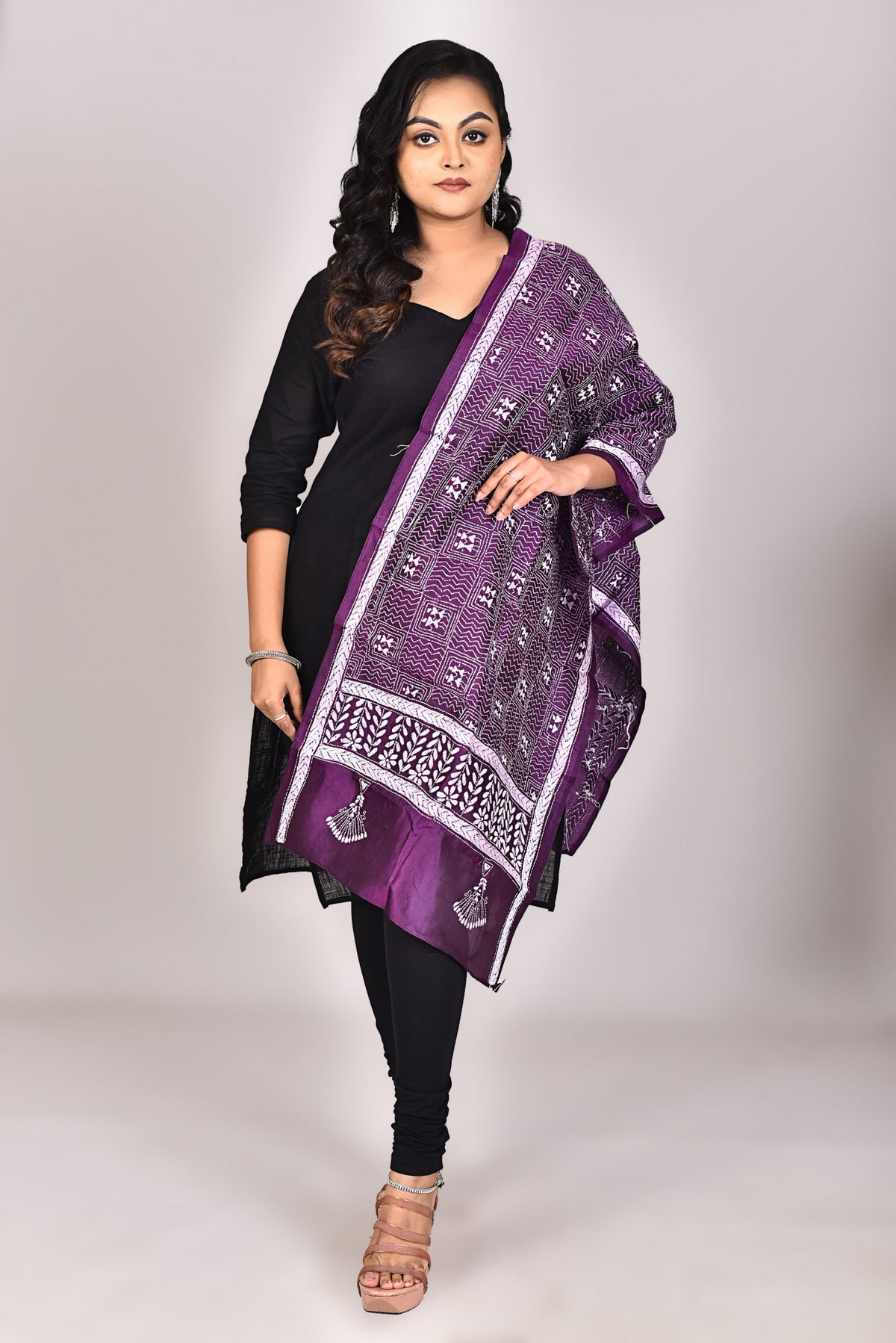 Women's Pure Silk Kantha Dupatta