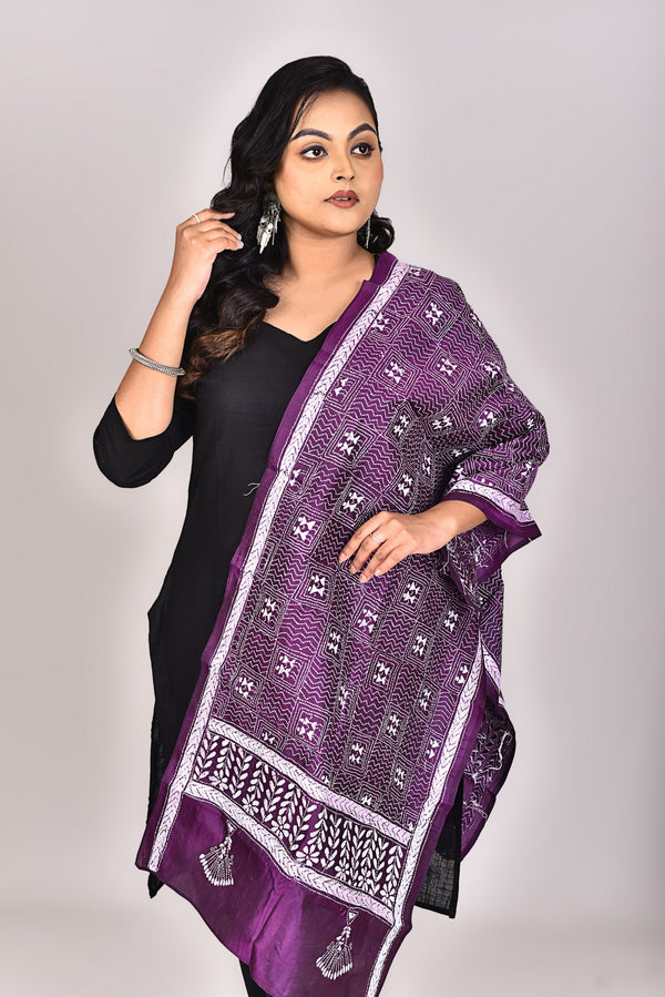 Women's Pure Silk Kantha Dupatta