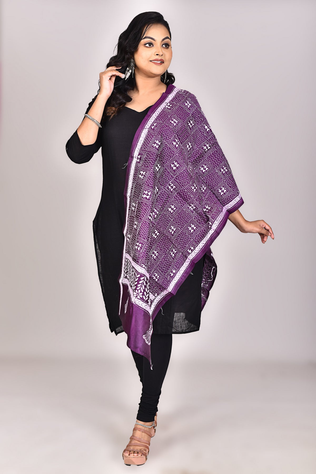 Women's Pure Silk Kantha Dupatta