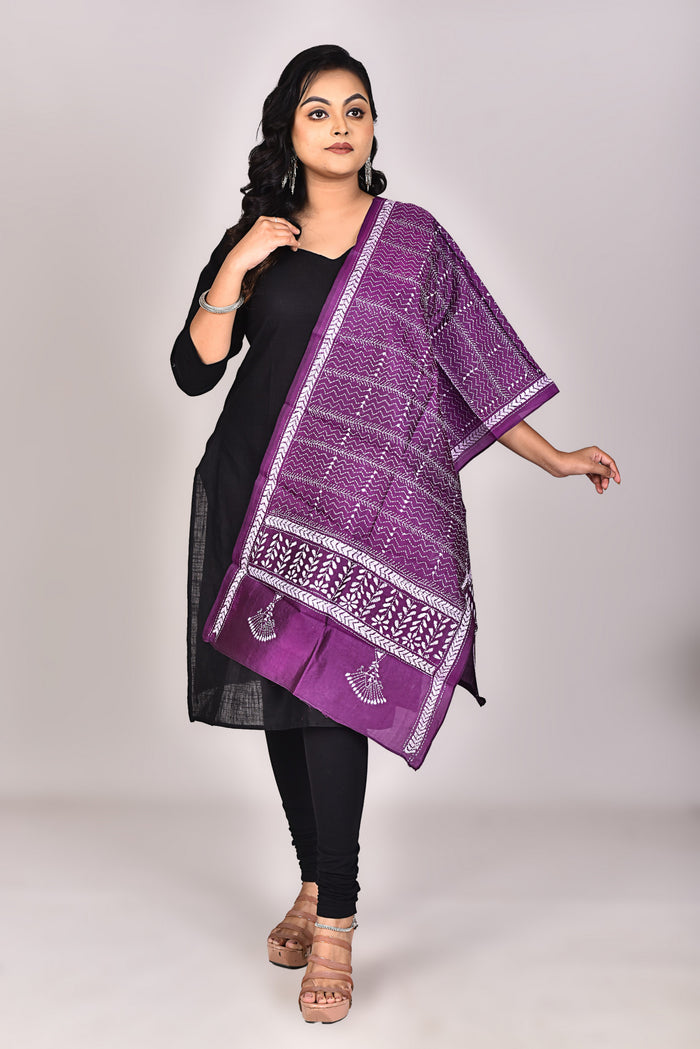 Women's Pure Silk Kantha Dupatta