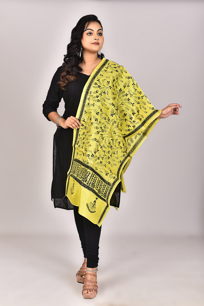 Women's Pure Silk Kantha Dupatta