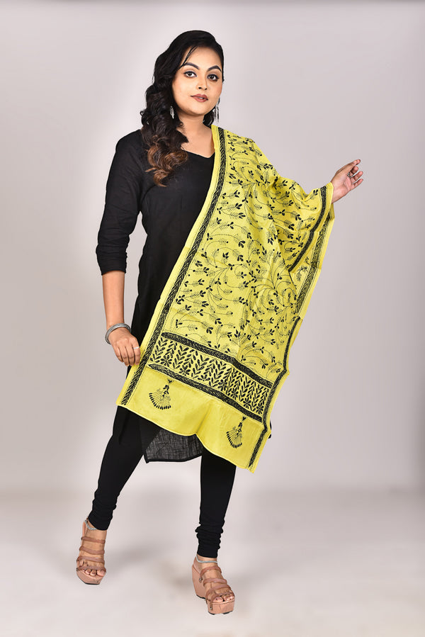 Women's Pure Silk Kantha Dupatta