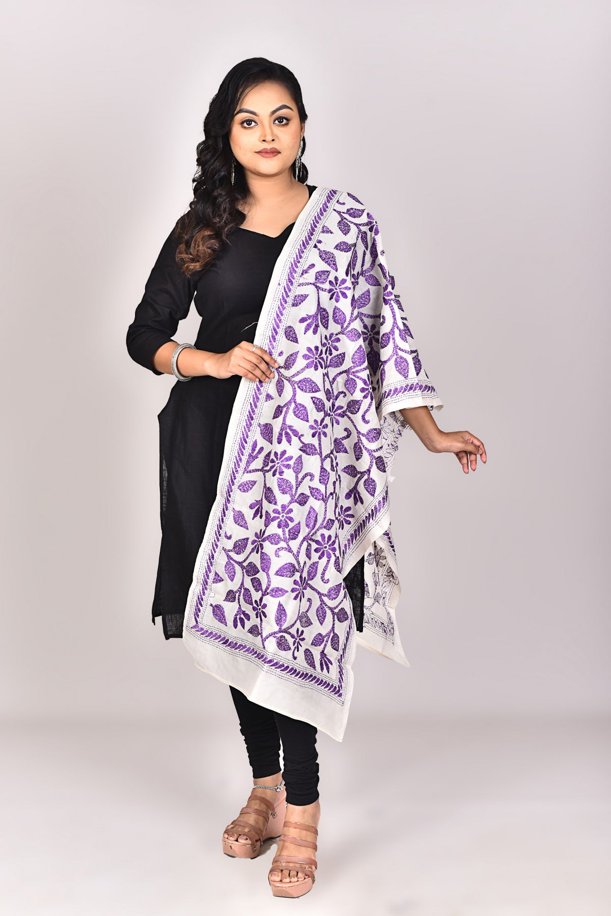 Women's Tussar Silk Kantha Dupatta