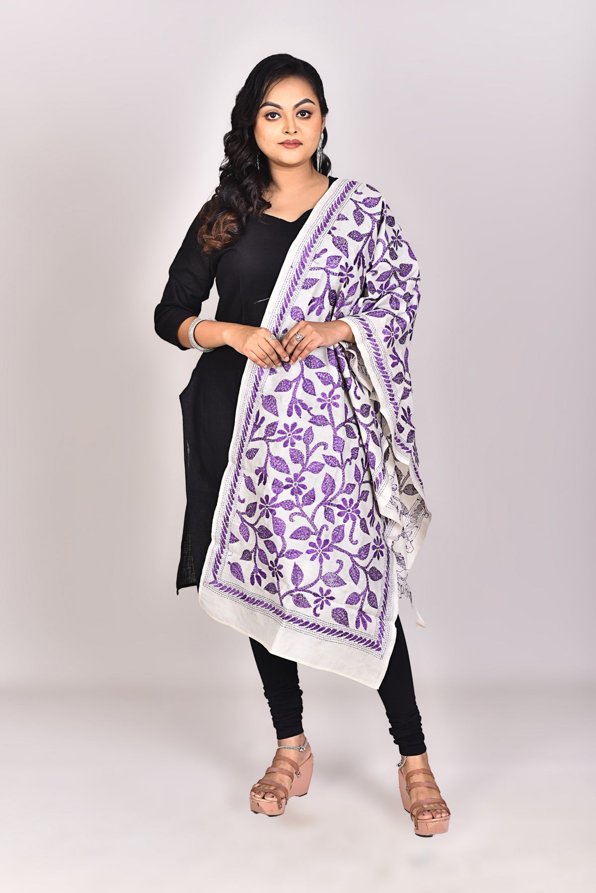 Women's Tussar Silk Kantha Dupatta