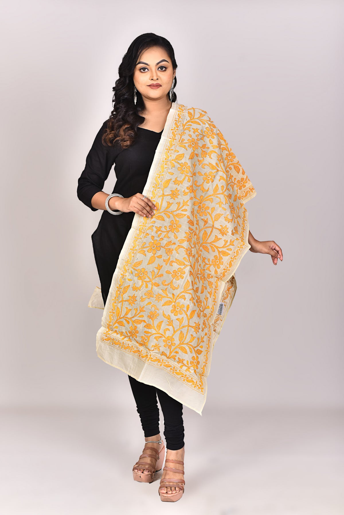 Women's Tussar Silk Kantha Dupatta