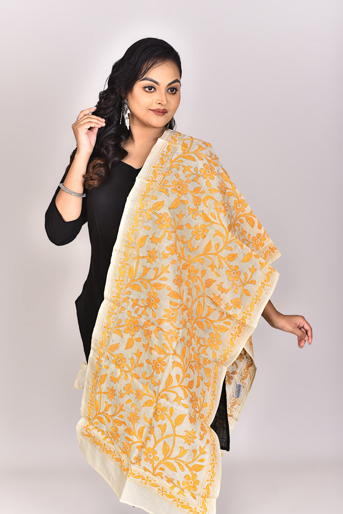 Women's Tussar Silk Kantha Dupatta