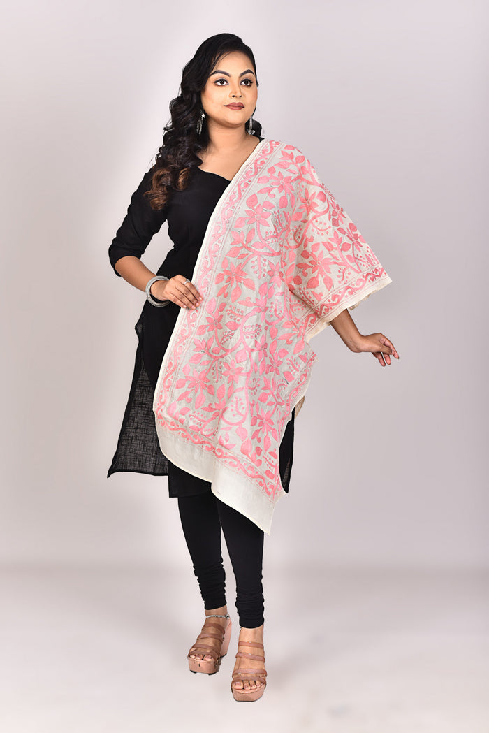 Women's Tussar Silk Kantha Dupatta