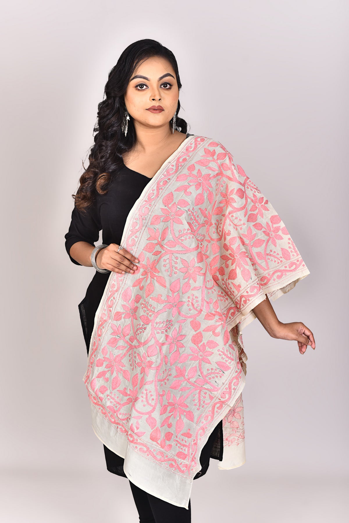 Women's Tussar Silk Kantha Dupatta