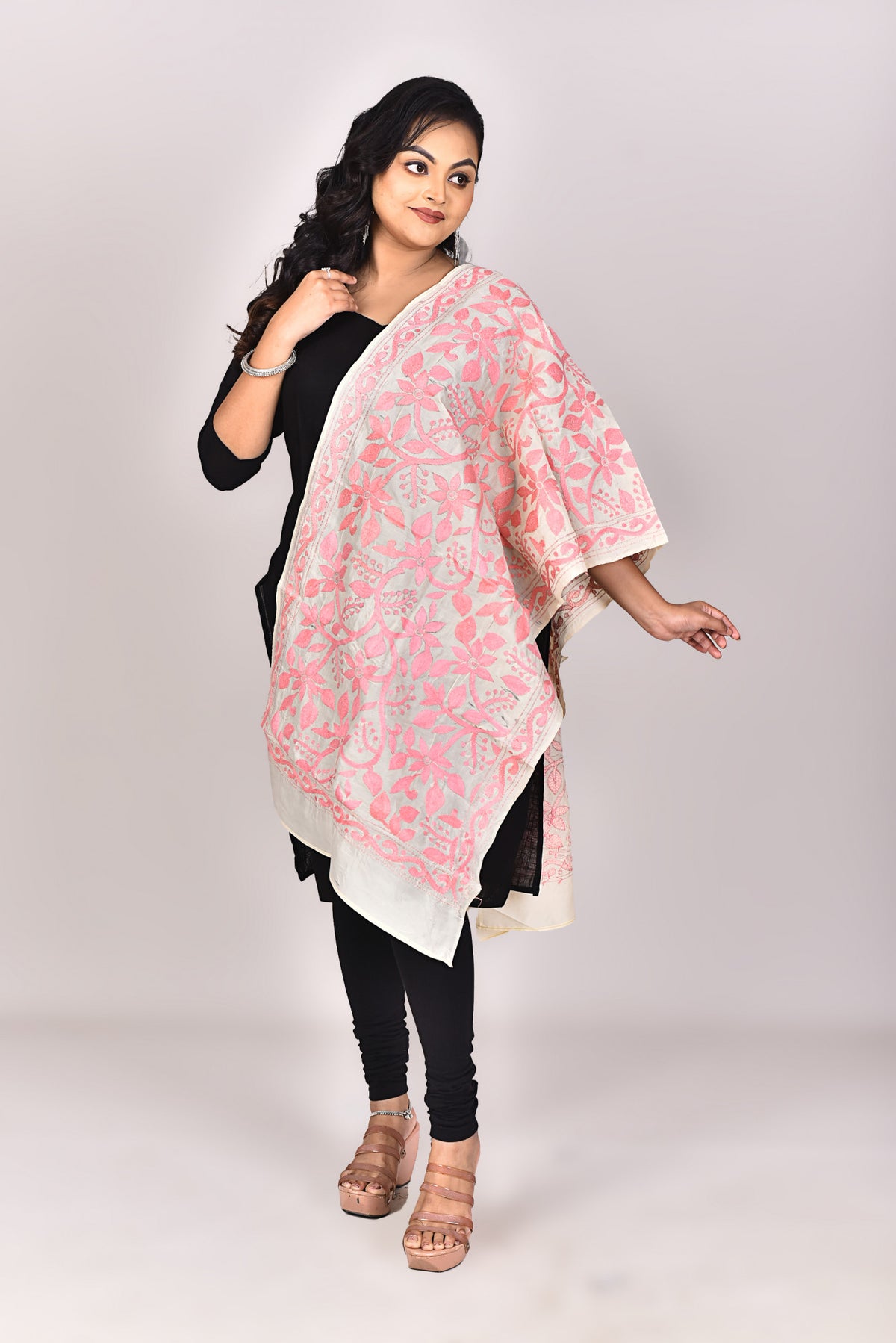 Women's Tussar Silk Kantha Dupatta
