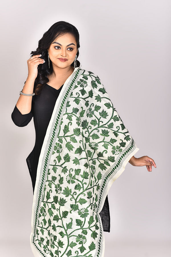 Women's Tussar Silk Kantha Dupatta