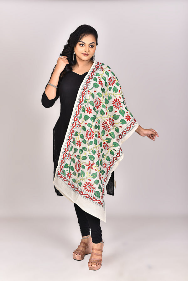 Women's Tussar Silk Kantha Dupatta