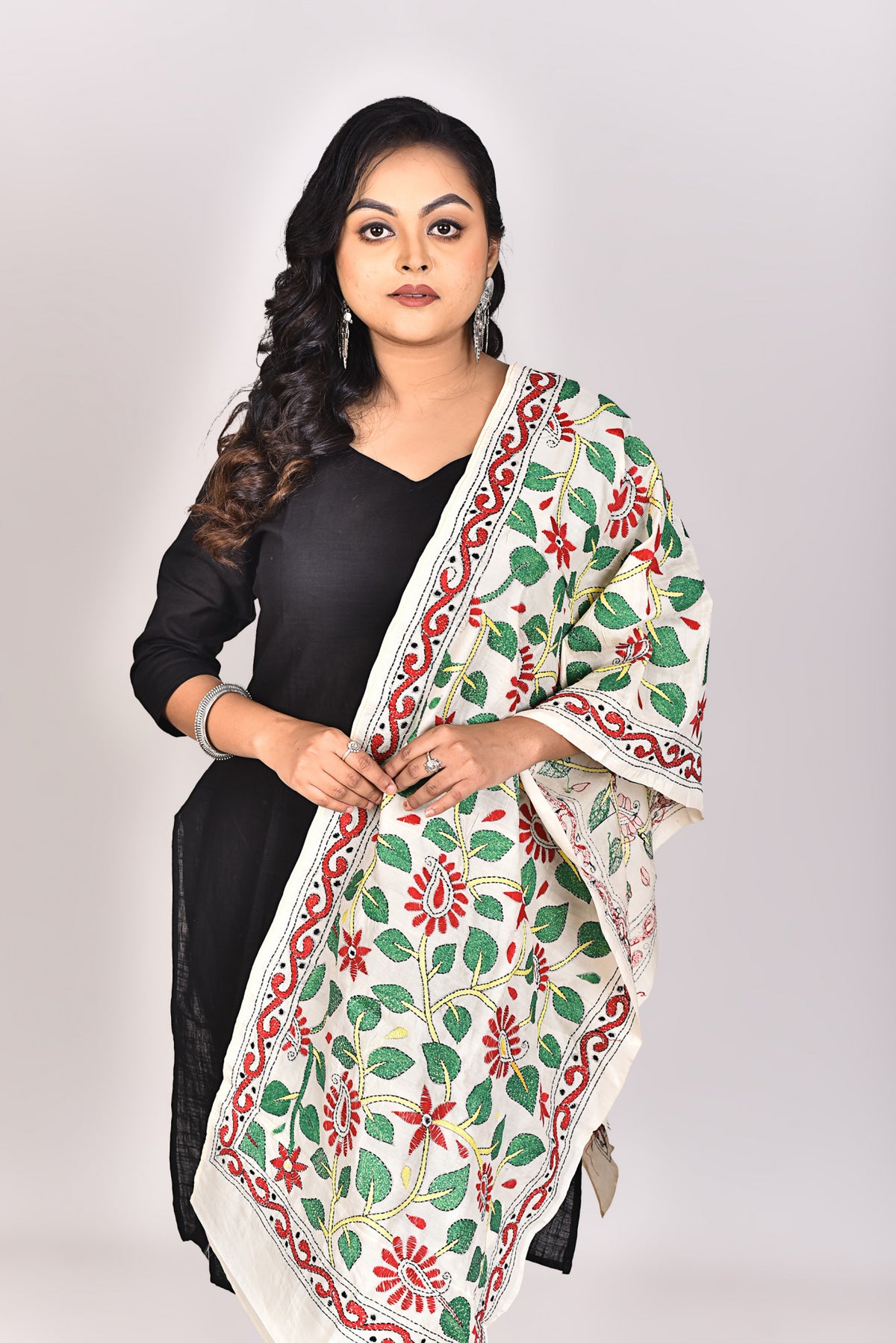 Women's Tussar Silk Kantha Dupatta